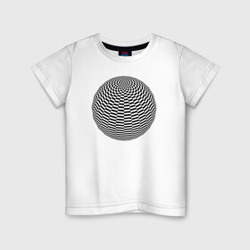 Детская футболка хлопок с принтом Иллюзия (Шар) в Кировске, 100% хлопок | круглый вырез горловины, полуприлегающий силуэт, длина до линии бедер | диско | зрение | иллюзии | обман | полосы | узор | шар | шахматы