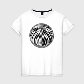 Женская футболка хлопок с принтом Иллюзия (Шар) в Кировске, 100% хлопок | прямой крой, круглый вырез горловины, длина до линии бедер, слегка спущенное плечо | диско | зрение | иллюзии | обман | полосы | узор | шар | шахматы