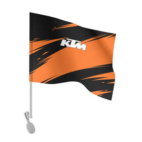 Флаг для автомобиля с принтом KTM | КТМ в Кировске, 100% полиэстер | Размер: 30*21 см | enduro | ktm | moto | moto sport | motocycle | orange | sportmotorcycle | ктм | мото | мото спорт | мотоспорт | оранжевый | спорт мото