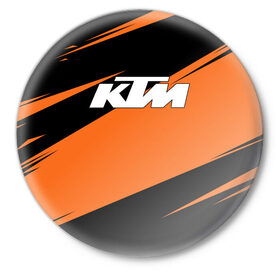 Значок с принтом KTM | КТМ в Кировске,  металл | круглая форма, металлическая застежка в виде булавки | enduro | ktm | moto | moto sport | motocycle | orange | sportmotorcycle | ктм | мото | мото спорт | мотоспорт | оранжевый | спорт мото