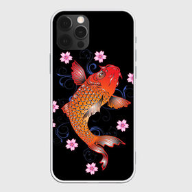 Чехол для iPhone 12 Pro Max с принтом Карп Кои с Цветами в Кировске, Силикон |  | fish | japan | koi | животные | иероглифы | карпы | кои | рыбы | цветы | япония