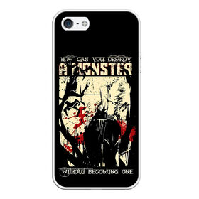 Чехол для iPhone 5/5S матовый с принтом HOW CAN YOU DESTROY A MONSTER в Кировске, Силикон | Область печати: задняя сторона чехла, без боковых панелей | Тематика изображения на принте: anime | kaneki ken | tokyo ghoul | tokyo ghoul: re | аниме | анимэ | гули | джузо сузуя | канеки кен | кузен йошимура | наки | нишики нишио | ре | ренджи йомо | ризе камиширо | токийский гуль | тоука киришима | ута