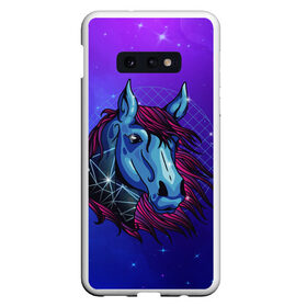 Чехол для Samsung S10E с принтом Retrowave Neon Horse в Кировске, Силикон | Область печати: задняя сторона чехла, без боковых панелей | Тематика изображения на принте: 1980 | 80s | geometry | horses | pony | retrowave | retrowave принт | space | vaporwave | волшебная лошадь | восьмидесятые | геометрия | космос | лошадка | нео | неоновая лошадь | неоновые огни | неоновый конь | пони | ретровейв