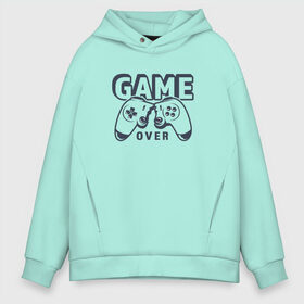 Мужское худи Oversize хлопок с принтом Game over в Кировске, френч-терри — 70% хлопок, 30% полиэстер. Мягкий теплый начес внутри —100% хлопок | боковые карманы, эластичные манжеты и нижняя кромка, капюшон на магнитной кнопке | game over | джойстик | игра окончена | пульт | сломанный джойстик