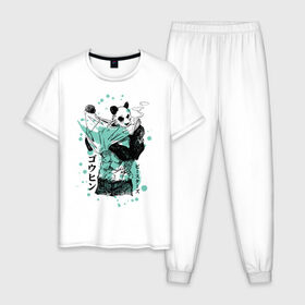 Мужская пижама хлопок с принтом BEASTARS Гохин в Кировске, 100% хлопок | брюки и футболка прямого кроя, без карманов, на брюках мягкая резинка на поясе и по низу штанин
 | anime | beastars | gouhin | manga | аниме | выдающиеся звери | гохин | манга | панда