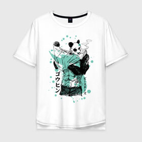 Мужская футболка хлопок Oversize с принтом BEASTARS Гохин в Кировске, 100% хлопок | свободный крой, круглый ворот, “спинка” длиннее передней части | anime | beastars | gouhin | manga | аниме | выдающиеся звери | гохин | манга | панда