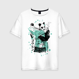 Женская футболка хлопок Oversize с принтом BEASTARS Гохин в Кировске, 100% хлопок | свободный крой, круглый ворот, спущенный рукав, длина до линии бедер
 | anime | beastars | gouhin | manga | аниме | выдающиеся звери | гохин | манга | панда