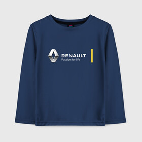 Детский лонгслив хлопок с принтом Renault | Passion for life в Кировске, 100% хлопок | круглый вырез горловины, полуприлегающий силуэт, длина до линии бедер | Тематика изображения на принте: line | renault | reno | yellow | дорога | желтая | лайв | лайн | лайф | линия | пассион | полоса | разметка | рено | фор