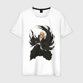 Мужская футболка хлопок с принтом Ичиго Куросаки в Кировске, 100% хлопок | прямой крой, круглый вырез горловины, длина до линии бедер, слегка спущенное плечо. | anime | bleach | hero | ichigo kurosaki | manga | блич | герой | ичиго куросаки