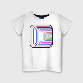 Детская футболка хлопок с принтом Иллюзия (Квадрат) в Кировске, 100% хлопок | круглый вырез горловины, полуприлегающий силуэт, длина до линии бедер | диско | зрение | иллюзии | квадрат | куб | обман | полосы | радуга | узор | шар | шахматы
