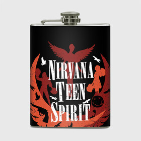 Фляга с принтом NIRVANA TEEN SPIRIT в Кировске, металлический корпус | емкость 0,22 л, размер 125 х 94 мм. Виниловая наклейка запечатывается полностью | art | cobain | curt | girl | grunge | metal | music | nirvana | punk | rock | spiritm | usa | гранж | группа | кобэйн | курт | метал | музыка | нирвана | панк | рисунок | рок | сша