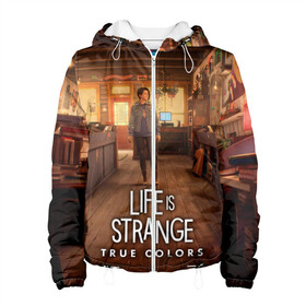 Женская куртка 3D с принтом Life Is Strange True Colors в Кировске, ткань верха — 100% полиэстер, подклад — флис | прямой крой, подол и капюшон оформлены резинкой с фиксаторами, два кармана без застежек по бокам, один большой потайной карман на груди. Карман на груди застегивается на липучку | art | colors | game | is | life | strange | true | арт | жизнь | игра | краска | настоящий | странная | цвет | штука