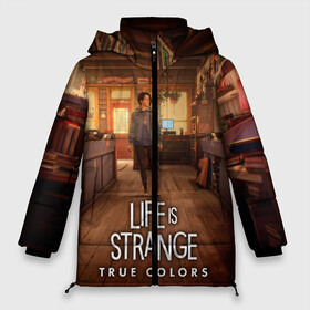 Женская зимняя куртка Oversize с принтом Life Is Strange True Colors в Кировске, верх — 100% полиэстер; подкладка — 100% полиэстер; утеплитель — 100% полиэстер | длина ниже бедра, силуэт Оверсайз. Есть воротник-стойка, отстегивающийся капюшон и ветрозащитная планка. 

Боковые карманы с листочкой на кнопках и внутренний карман на молнии | art | colors | game | is | life | strange | true | арт | жизнь | игра | краска | настоящий | странная | цвет | штука