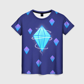 Женская футболка 3D с принтом Алмаз в Кировске, 100% полиэфир ( синтетическое хлопкоподобное полотно) | прямой крой, круглый вырез горловины, длина до линии бедер | алмаз | алмазы | звёзды | небо | свечение
