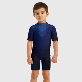 Детский купальный костюм 3D с принтом Сине черная Геометрия Линий в Кировске, Полиэстер 85%, Спандекс 15% | застежка на молнии на спине | абстракция | в топе | в тренде | волейбол | геометрический | геометрия линий | линии | популярный | сине черный | синий | спорт | спортивный | форма | футбол | черный
