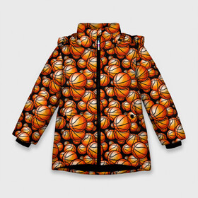 Зимняя куртка для девочек 3D с принтом Баскетбольные Мячи в Кировске, ткань верха — 100% полиэстер; подклад — 100% полиэстер, утеплитель — 100% полиэстер. | длина ниже бедра, удлиненная спинка, воротник стойка и отстегивающийся капюшон. Есть боковые карманы с листочкой на кнопках, утяжки по низу изделия и внутренний карман на молнии. 

Предусмотрены светоотражающий принт на спинке, радужный светоотражающий элемент на пуллере молнии и на резинке для утяжки. | ball | basketball | championship | chicago bulls | club | competition | game | league | michael jordan | nba | new york | sport | team | tournament | баскетбол | игра | клуб | майкл джордан | мяч | нба | соревнования | спорт | турнир | чемпионат