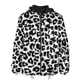 Мужская куртка 3D с принтом Снежный Барс в Кировске, ткань верха — 100% полиэстер, подклад — флис | прямой крой, подол и капюшон оформлены резинкой с фиксаторами, два кармана без застежек по бокам, один большой потайной карман на груди. Карман на груди застегивается на липучку | cheetah | leopard | wool | барс | леопард