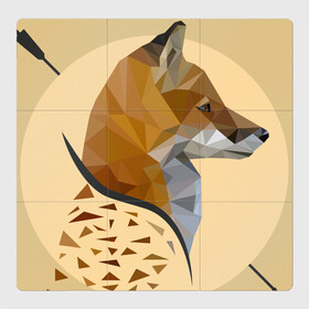 Магнитный плакат 3Х3 с принтом Лиса в Кировске, Полимерный материал с магнитным слоем | 9 деталей размером 9*9 см | геометрический рисунок | голова животного | дикое животное | животное | лиса | рисунок