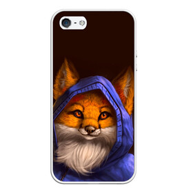 Чехол для iPhone 5/5S матовый с принтом Лисенок в капюшоне в Кировске, Силикон | Область печати: задняя сторона чехла, без боковых панелей | fox | foxy | животное | звери | лиса | лисенок | лисичка | милая | рыжая | фокс