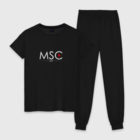 Женская пижама хлопок с принтом MSCside collection | MSC (2021) в Кировске, 100% хлопок | брюки и футболка прямого кроя, без карманов, на брюках мягкая резинка на поясе и по низу штанин | 0x000000123 | moscow | moscow side | mscside | москва