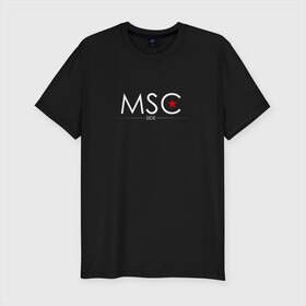 Мужская футболка хлопок Slim с принтом MSCside collection | MSC (2021) в Кировске, 92% хлопок, 8% лайкра | приталенный силуэт, круглый вырез ворота, длина до линии бедра, короткий рукав | 0x000000123 | moscow | moscow side | mscside | москва