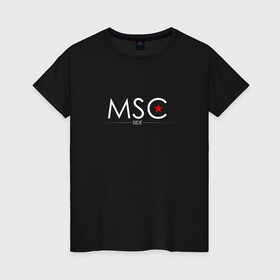 Женская футболка хлопок с принтом MSCside collection | MSC (2021) в Кировске, 100% хлопок | прямой крой, круглый вырез горловины, длина до линии бедер, слегка спущенное плечо | 0x000000123 | moscow | moscow side | mscside | москва