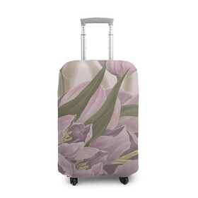 Чехол для чемодана 3D с принтом Сахарный розовый в Кировске, 86% полиэфир, 14% спандекс | двустороннее нанесение принта, прорези для ручек и колес | flowers | sugar pink | бутоны | весна | женственность | нежность | природа | тюльпан | флавер | цветы