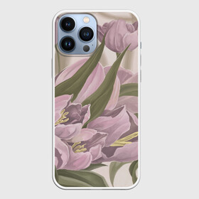 Чехол для iPhone 13 Pro Max с принтом Сахарный розовый в Кировске,  |  | Тематика изображения на принте: flowers | sugar pink | бутоны | весна | женственность | нежность | природа | тюльпан | флавер | цветы