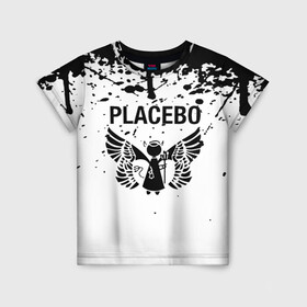 Детская футболка 3D с принтом placebo в Кировске, 100% гипоаллергенный полиэфир | прямой крой, круглый вырез горловины, длина до линии бедер, чуть спущенное плечо, ткань немного тянется | black eyed | black market music | every you every me | nancy boy | placebo | placebo interview | placebo live | placebo nancy | pure morning | running up that hill | special k | taste in men | where is my mind | without you i’m nothing
