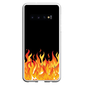 Чехол для Samsung Galaxy S10 с принтом ОГОНЬ И НИЧЕГО ЛИШНЕГО в Кировске, Силикон | Область печати: задняя сторона чехла, без боковых панелей | blaze | cs go | csgo | блазе | блейз | вектор | кс го | ксго | на черном фоне | нечего лишнего | огонь | пламя | языки пламени