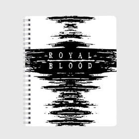 Тетрадь с принтом royal blood в Кировске, 100% бумага | 48 листов, плотность листов — 60 г/м2, плотность картонной обложки — 250 г/м2. Листы скреплены сбоку удобной пружинной спиралью. Уголки страниц и обложки скругленные. Цвет линий — светло-серый
 | alternative rock | ben thatcher | blues rock | drums | garage rock | mike kerr | official music vi | official video | rock duo | royal blod | royal blood | royal blood official | royal blood uk | royal bloods | royalblood | the royal blood