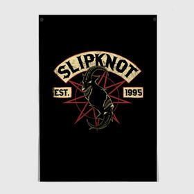 Постер с принтом Slipknot (1995) в Кировске, 100% бумага
 | бумага, плотность 150 мг. Матовая, но за счет высокого коэффициента гладкости имеет небольшой блеск и дает на свету блики, но в отличии от глянцевой бумаги не покрыта лаком | metal | music | rock | slipknot | козел | логотип | металл | музыка | надпись | пентаграмма | рок | слипкнот | узор | цифры | чб | череп