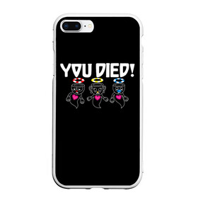 Чехол для iPhone 7Plus/8 Plus матовый с принтом YOU DIED в Кировске, Силикон | Область печати: задняя сторона чехла, без боковых панелей | Тематика изображения на принте: art | cartoon | cup | cuphead | dark | devil | dice | die | died | game | ghost | gta | king | mugman | souls | the | you | арт | бос | босс | голова | демон | дьявол | игра | капхед | магмен | мультик | мультфильм | потрачено | приведение | пр