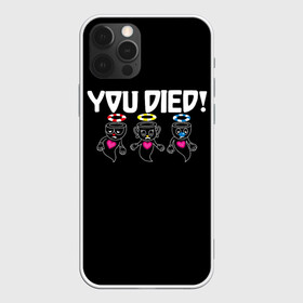 Чехол для iPhone 12 Pro Max с принтом YOU DIED в Кировске, Силикон |  | Тематика изображения на принте: art | cartoon | cup | cuphead | dark | devil | dice | die | died | game | ghost | gta | king | mugman | souls | the | you | арт | бос | босс | голова | демон | дьявол | игра | капхед | магмен | мультик | мультфильм | потрачено | приведение | пр