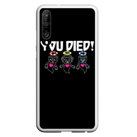 Чехол для Honor P30 с принтом YOU DIED в Кировске, Силикон | Область печати: задняя сторона чехла, без боковых панелей | Тематика изображения на принте: art | cartoon | cup | cuphead | dark | devil | dice | die | died | game | ghost | gta | king | mugman | souls | the | you | арт | бос | босс | голова | демон | дьявол | игра | капхед | магмен | мультик | мультфильм | потрачено | приведение | пр