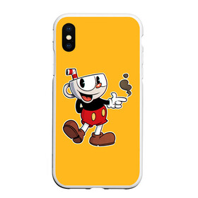 Чехол для iPhone XS Max матовый с принтом CUPHEAD КАПХЕД в Кировске, Силикон | Область печати: задняя сторона чехла, без боковых панелей | art | cartoon | cup | cuphead | devil | dice | game | king | mugman | the | арт | бос | босс | голова | демон | дьявол | игра | капхед | магмен | мультик | мультфильм | платформер | чаша | чашка | человек | черт