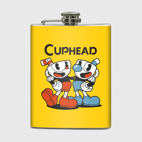 Фляга с принтом CUPHEAD в Кировске, металлический корпус | емкость 0,22 л, размер 125 х 94 мм. Виниловая наклейка запечатывается полностью | Тематика изображения на принте: run and gun | studiomdhr entertainment | tedcuphd | платформер | чашкоголовый