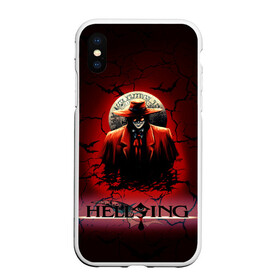 Чехол для iPhone XS Max матовый с принтом HELLSING SSS в Кировске, Силикон | Область печати: задняя сторона чехла, без боковых панелей | bats | cracked | hellsing film | hellsing lettering | hellsing print | helsing | red | van hellsing | ван хельсинг | красный | летучие мыши | надпись хельсинг | принт хельсинг | трещены | фильм хельсинг | хельсинг