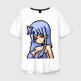 Мужская футболка хлопок Oversize с принтом Pixel art anime girl в Кировске, 100% хлопок | свободный крой, круглый ворот, “спинка” длиннее передней части | anime | art | girl | manga | pixel | аниме | арт | девушка | манга | пиксель