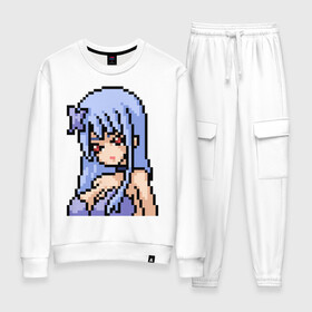 Женский костюм хлопок с принтом Pixel art anime girl в Кировске, 100% хлопок | на свитшоте круглая горловина, мягкая резинка по низу. Брюки заужены к низу, на них два вида карманов: два 