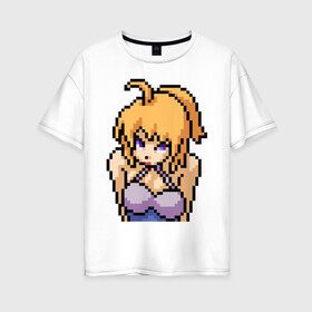 Женская футболка хлопок Oversize с принтом Pixel art anime в Кировске, 100% хлопок | свободный крой, круглый ворот, спущенный рукав, длина до линии бедер
 | anime | art | girl | manga | pixel | аниме | арт | девушка | манга | пиксель