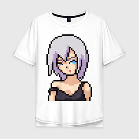 Мужская футболка хлопок Oversize с принтом Pixel art anime в Кировске, 100% хлопок | свободный крой, круглый ворот, “спинка” длиннее передней части | anime | art | girl | manga | pixel | аниме | арт | девушка | манга | пиксель