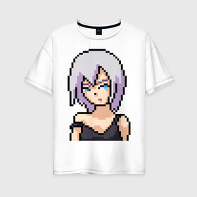 Женская футболка хлопок Oversize с принтом Pixel art anime в Кировске, 100% хлопок | свободный крой, круглый ворот, спущенный рукав, длина до линии бедер
 | anime | art | girl | manga | pixel | аниме | арт | девушка | манга | пиксель