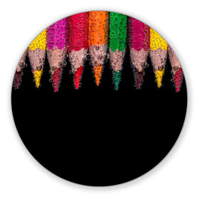 Коврик для мышки круглый с принтом карандаши на черном фоне в Кировске, резина и полиэстер | круглая форма, изображение наносится на всю лицевую часть | 3d | вода | карандаши | черный