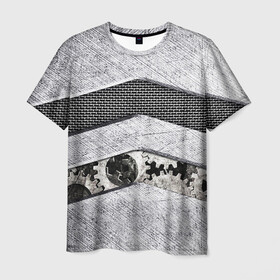 Мужская футболка 3D с принтом Металлическая Обивка в Кировске, 100% полиэфир | прямой крой, круглый вырез горловины, длина до линии бедер | метал | механизм | сетка | сталь | шестерни