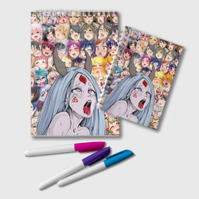 Блокнот с принтом KAGUYA AHEGAO | КАГУЯ АХЕГАО в Кировске, 100% бумага | 48 листов, плотность листов — 60 г/м2, плотность картонной обложки — 250 г/м2. Листы скреплены удобной пружинной спиралью. Цвет линий — светло-серый
 | ahegao | japanese anime | kaguya | kawai | kowai | oppai | otaku | senpai | sugoi | waifu | yandere | ахегао | кагуя | ковай | отаку | семпай | сенпай | сэмпай | яндере | японская анимация