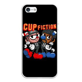 Чехол для iPhone 5/5S матовый с принтом CUP FICTION в Кировске, Силикон | Область печати: задняя сторона чехла, без боковых панелей | art | cartoon | cup | cuphead | devil | dice | fiction | game | king | mugman | pulp | the | арт | бос | босс | голова | демон | дьявол | игра | капхед | криминальное | магмен | мультик | мультфильм | платформер | чаша | чашка | человек | черт 