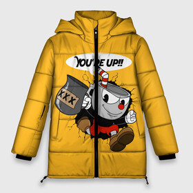 Женская зимняя куртка Oversize с принтом CUPHEAD в Кировске, верх — 100% полиэстер; подкладка — 100% полиэстер; утеплитель — 100% полиэстер | длина ниже бедра, силуэт Оверсайз. Есть воротник-стойка, отстегивающийся капюшон и ветрозащитная планка. 

Боковые карманы с листочкой на кнопках и внутренний карман на молнии | art | cartoon | cup | cuphead | devil | dice | game | king | mugman | the | арт | бос | босс | голова | демон | дьявол | игра | капхед | магмен | мультик | мультфильм | платформер | чаша | чашка | человек | черт