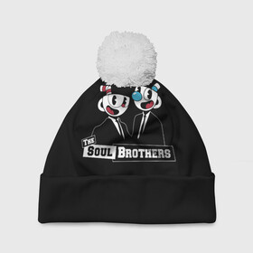 Шапка 3D c помпоном с принтом The Soul Brothers в Кировске, 100% полиэстер | универсальный размер, печать по всей поверхности изделия | Тематика изображения на принте: art | brothers | cartoon | cup | cuphead | devil | dice | game | king | mugman | soul | the | арт | бос | босс | братья | голова | демон | душа | дьявол | игра | капхед | магмен | мультик | мультфильм | платформер | чаша | чашка | человек | чер