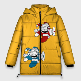 Женская зимняя куртка Oversize с принтом CUPHEAD в Кировске, верх — 100% полиэстер; подкладка — 100% полиэстер; утеплитель — 100% полиэстер | длина ниже бедра, силуэт Оверсайз. Есть воротник-стойка, отстегивающийся капюшон и ветрозащитная планка. 

Боковые карманы с листочкой на кнопках и внутренний карман на молнии | art | cartoon | cup | cuphead | devil | dice | game | king | mugman | the | арт | бос | босс | голова | демон | дьявол | игра | капхед | магмен | мультик | мультфильм | платформер | чаша | чашка | человек | черт